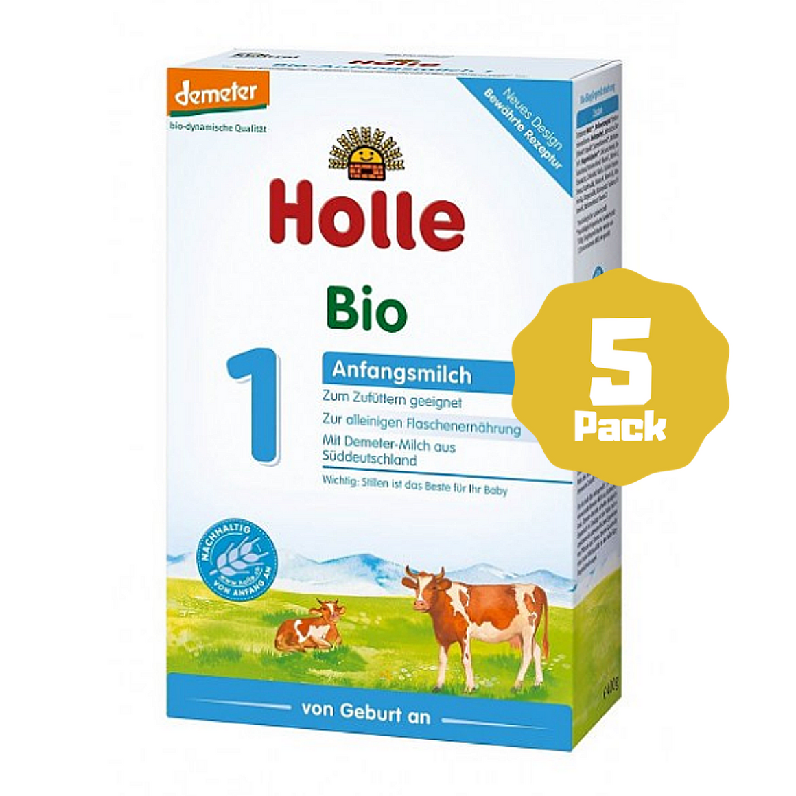 Holle Stage 1 Organic Infant Cow Milk Formula (0 Months+) (5 Pack)