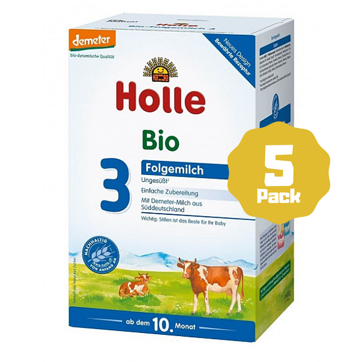 Holle Stage 3 Organic Baby Cow Milk Formula (10 Months+) (5 Pack)