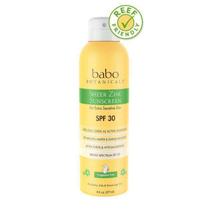 Babo Botanicals SPF 30 Sheer Zinc Continuous Sunscreen Spray, Fragrance Free - 6 oz