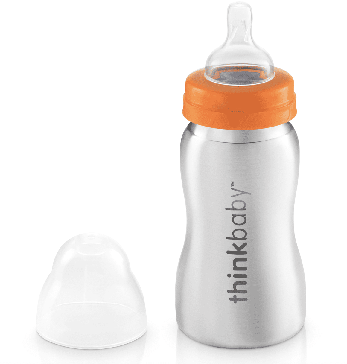 Thinkbaby Baby Bottle (9oz) (Ultra Polished Stainless Steel) (Orange)