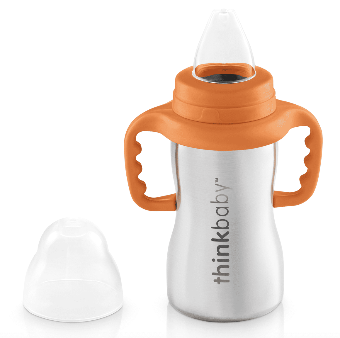 Thinkbaby Sippy of Steel (9oz) (Ultra Polished Stainless Steel) (Orange)
