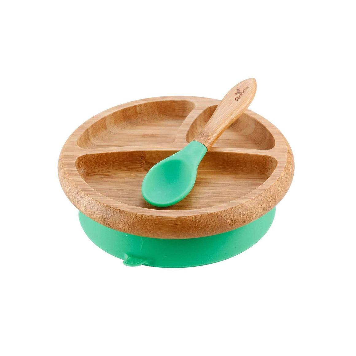 Bamboo Suction Baby Plate + Spoon (Green)