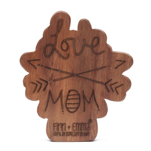 finn + emma Wood Rattle Teether - Love Mom & Dad